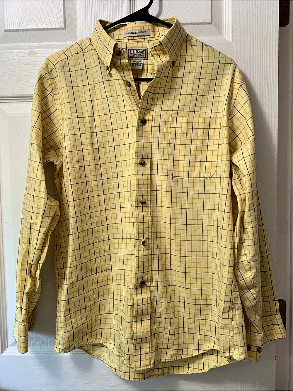 L.L.Bean Wrinkle Resistant Button-Down Shirt Men's Checkered Cotton Shirt